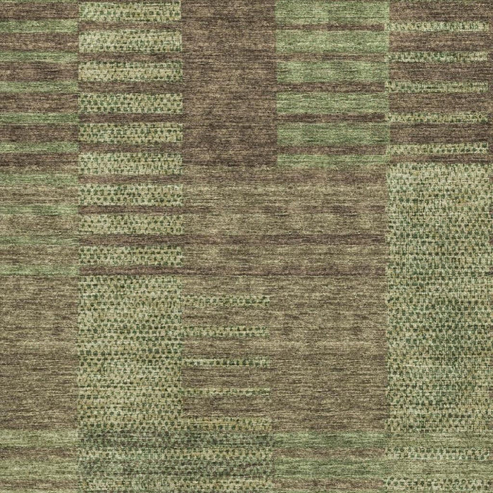 10' X 14' Striped Washable Area Rug With UV Protection (675672) - Coffee / Green