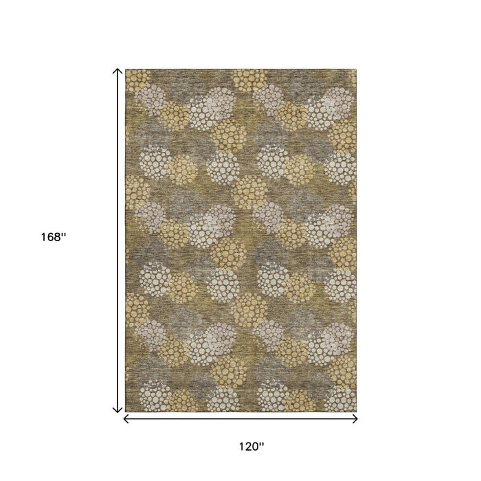 10' X 14' Polka Dot Washable Area Rug With UV Protection (672170) - Brown / Taupe / Beige