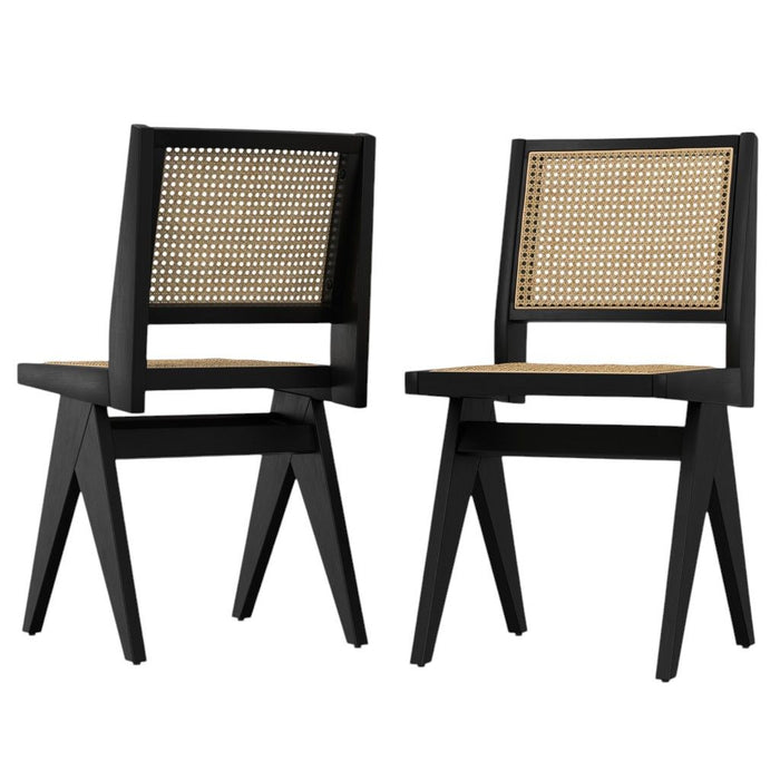 Solid Wood Dining Parsons Chairs (Set of 2) - Black