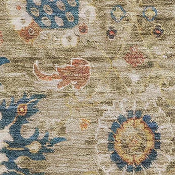 10' X 14' Oriental Washable Area Rug With UV Protection (708337) - Brown / Blue / Gold