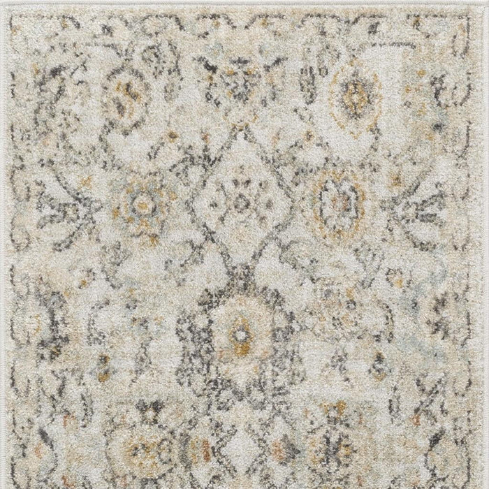6' Floral Worn Faded Runner Rug (573491) - Gray