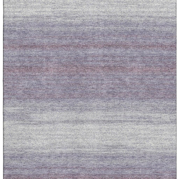 10' X 14' Striped Washable Area Rug With UV Protection (681137) - Lavender / Ivory