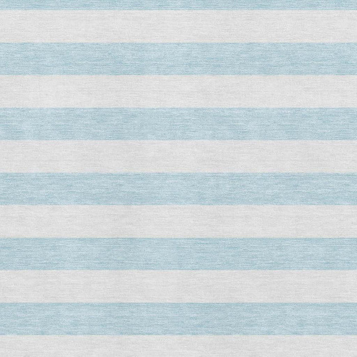 10' X 14' Striped Washable Area Rug With UV Protection (647662) - Sky Blue / Ivory