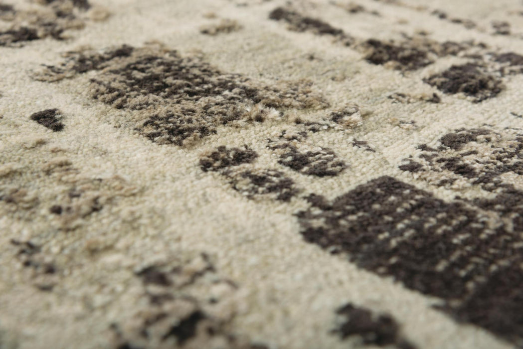 9' X 12' New Zealand Lambs Wool Abstract Hand Carved Handmade Area Rug (748011) - Green / Brown / Beige