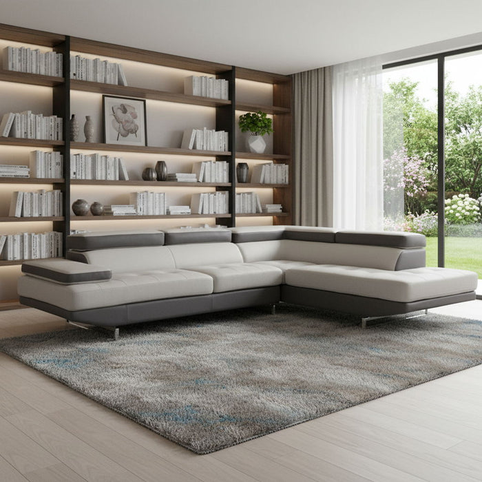 Leather L Shaped 2 Piece Corner Sectional - Gray