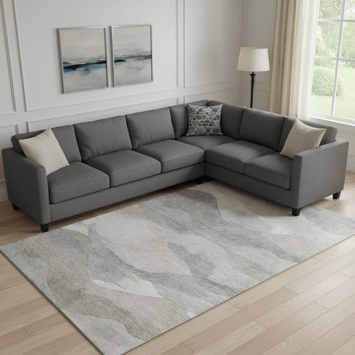 10' X 14' Abstract Washable Area Rug With UV Protection (709612) - Beige / Gray / Ivory