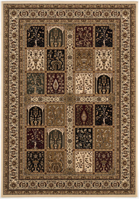 8' x 11' Oriental Power Loom Area Rug - Beige And Black