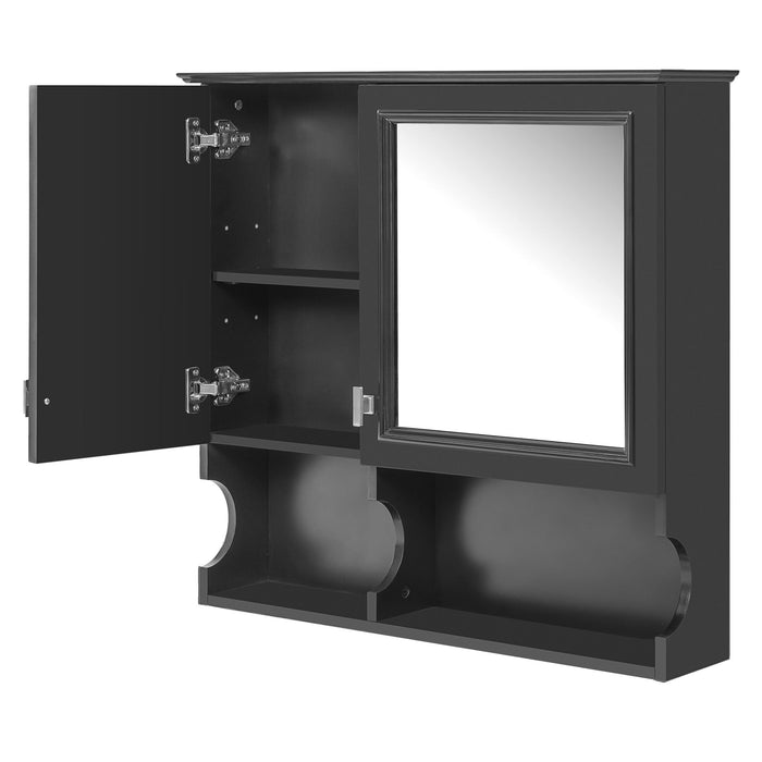 Giga wall-mounted medicine cabinet with mirrored door, open shelves, and bathroom storage for organizing toiletries.