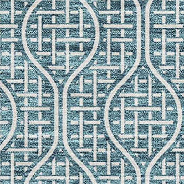 10' X 14' Geometric Washable Area Rug With UV Protection (673675) - Teal / Ivory