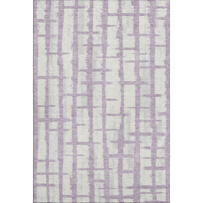 10' X 14' Striped Washable Area Rug With UV Protection (669384) - Lavender / Beige