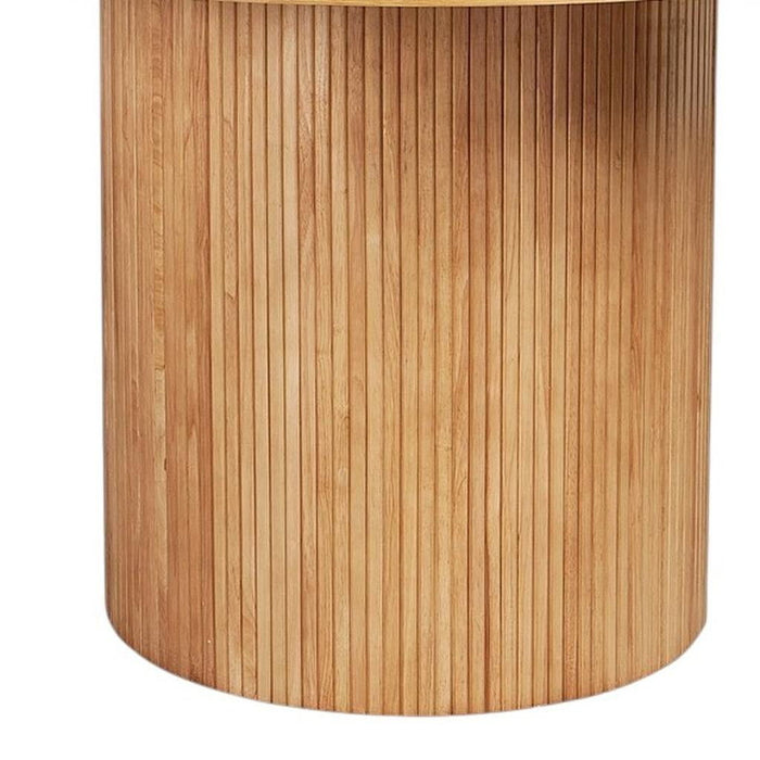 47" Wood Pedestal Base Round Top Dining Room Table - Natural
