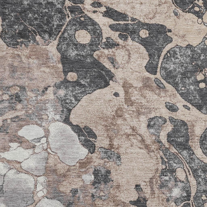 10' X 14' Abstract Washable Area Rug With UV Protection (707785) - Coffee / Gray / Ivory