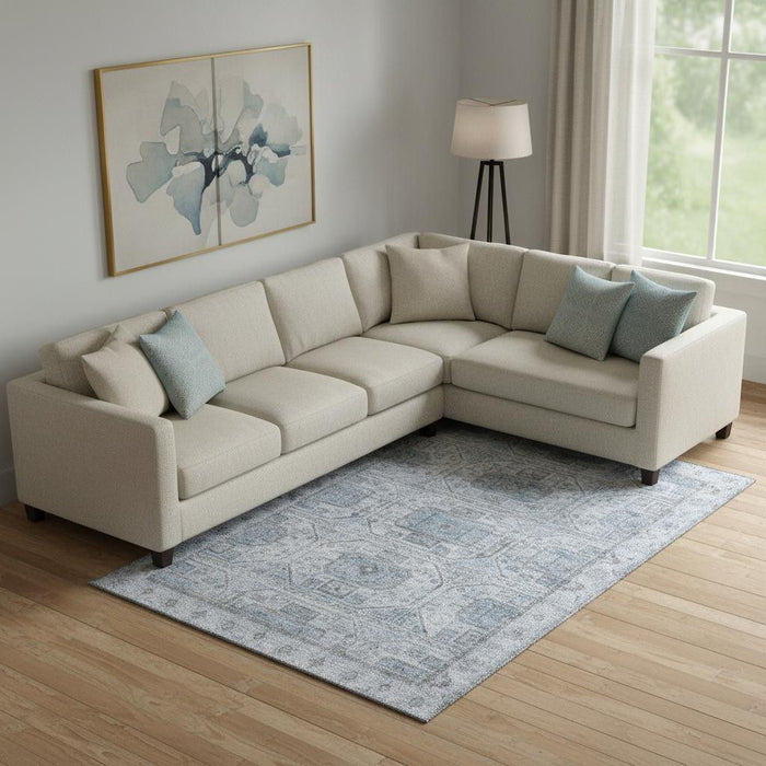 10' X 14' Geometric Washable Area Rug With UV Protection (708097) - Blue / Gray