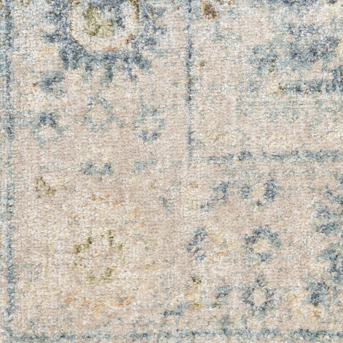 7' X 9' Floral Distressed Area Rug (556356) - Blue