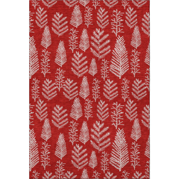 10' X 14' Floral Washable Area Rug With UV Protection (701774) - Red / Ivory