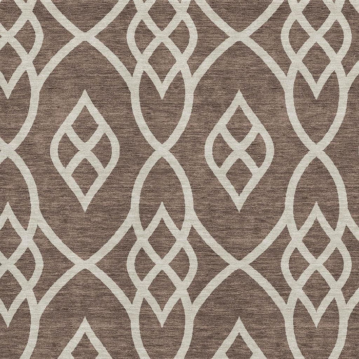 10' X 14' Trellis Washable Area Rug With UV Protection (670255) - Chocolate / Beige