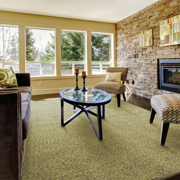 8' x 11' Shag Tufted Handmade Stain Resistant Area Rug - Olive Green