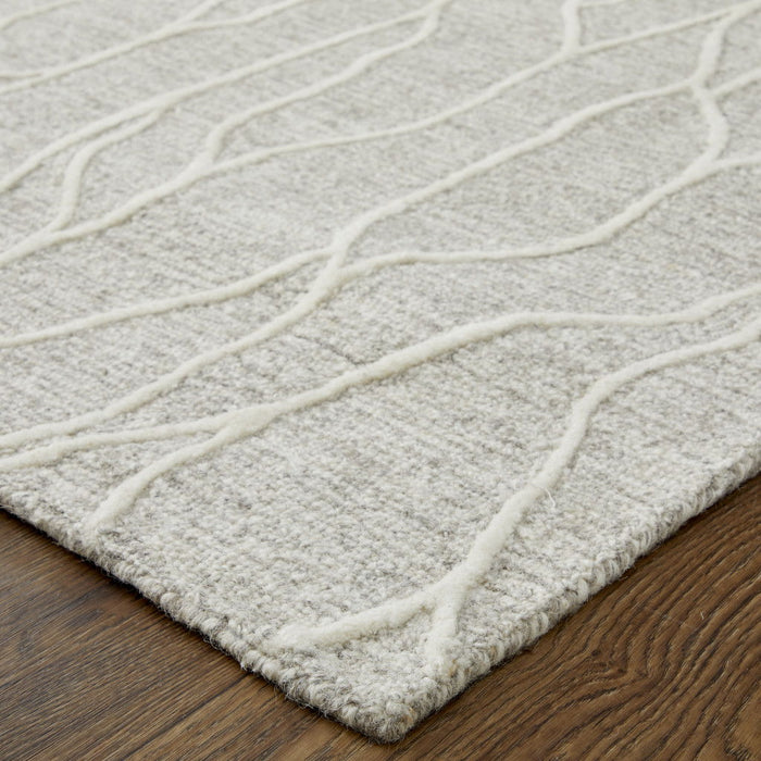 10' x 13' Wool Abstract Tufted Handmade Stain Resistant Area Rug - Taupe And Ivory
