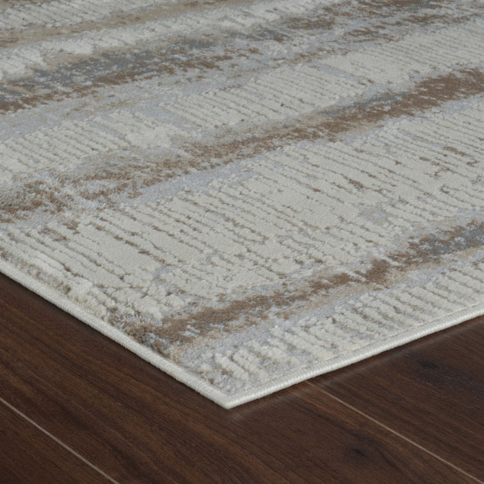 8' x 11' Abstract Non Skid Area Rug - Beige And Brown