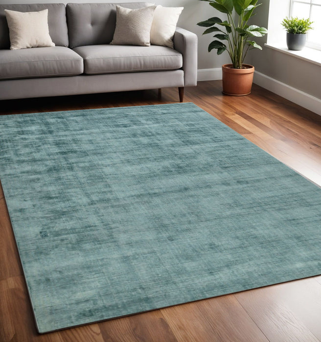 5' X 8' Abstract Hand Woven Area Rug - Sea Green And Light