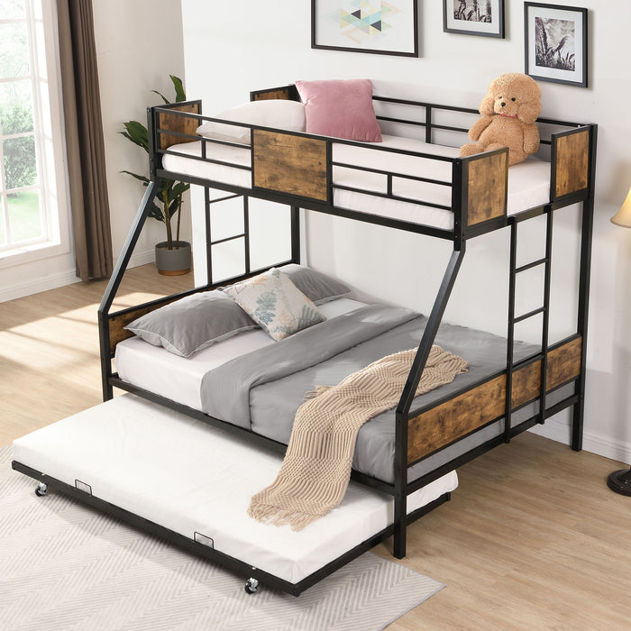 Modern metal bunk bed with dual side ladder and sleek metal design, ideal for space-saving sleeping arrangements.
