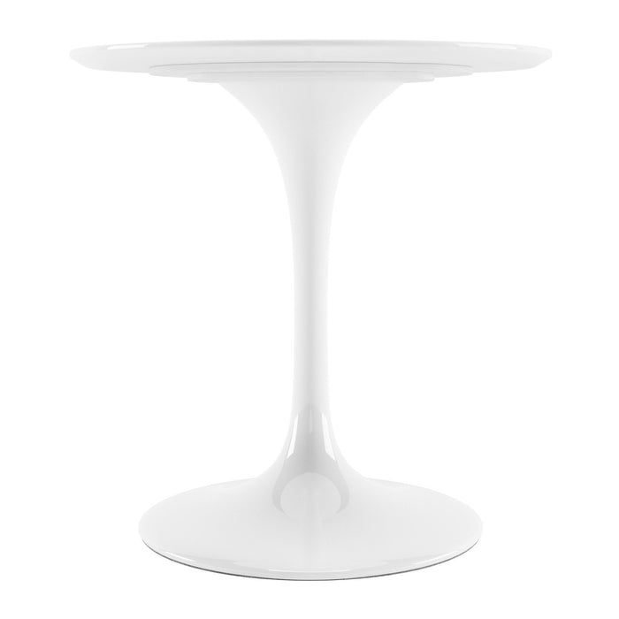 32" Rounded Fiberglass And Metal Pedestal Base Dining Table - White