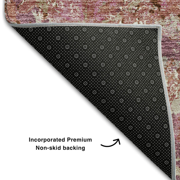 8' X 10' Diamond Washable Area Rug With UV Protection - Pink