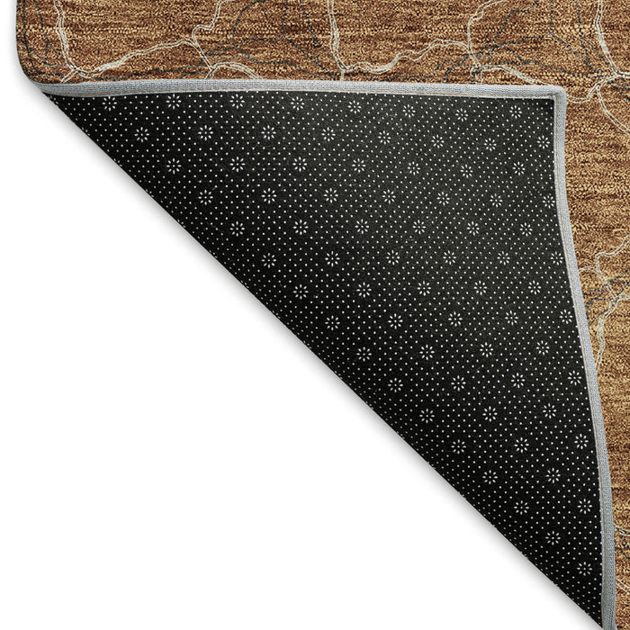 10' X 14' Geometric Washable Area Rug With UV Protection (676068) - Rust / Ivory