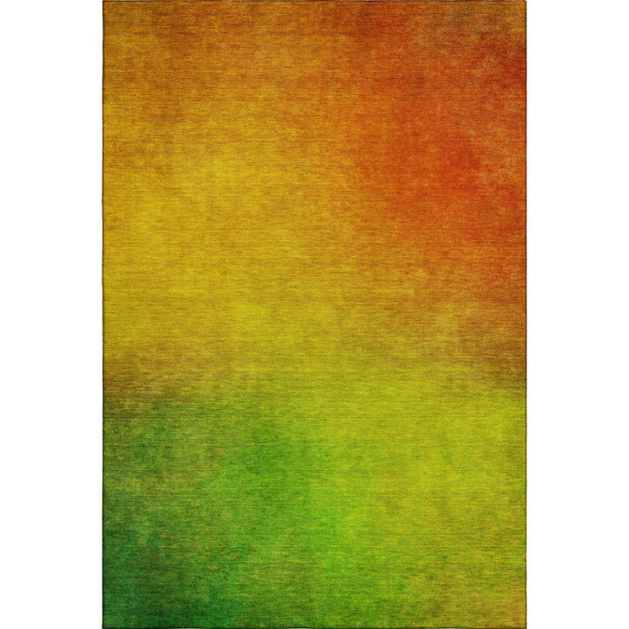 9' X 12' Ombre Washable Area Rug With UV Protection (650289) - Terra Cotta / Green