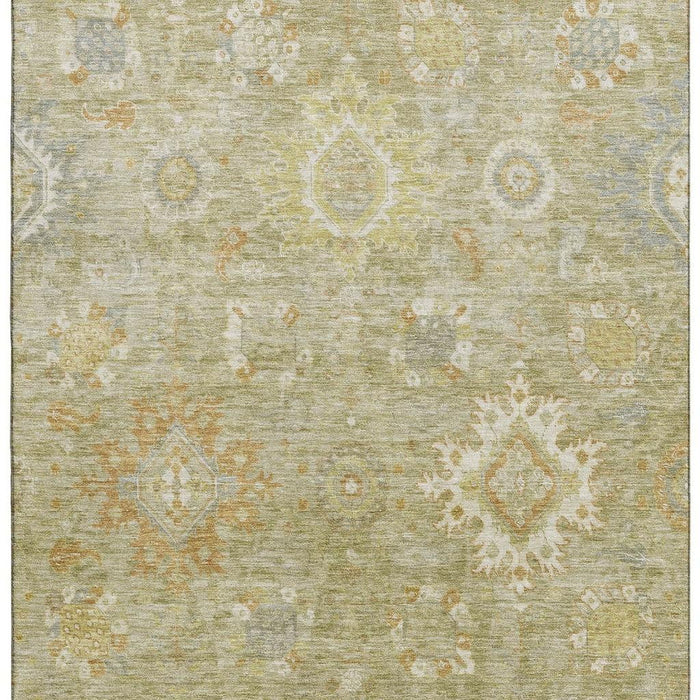 10' X 14' Oriental Washable Area Rug With UV Protection (708355) - Sage / Copper / Ivory