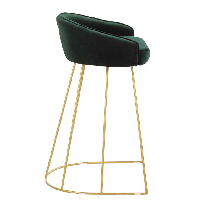 Canary - 26" Counter Stool (Set of 2) - Gold With Green Velvet
