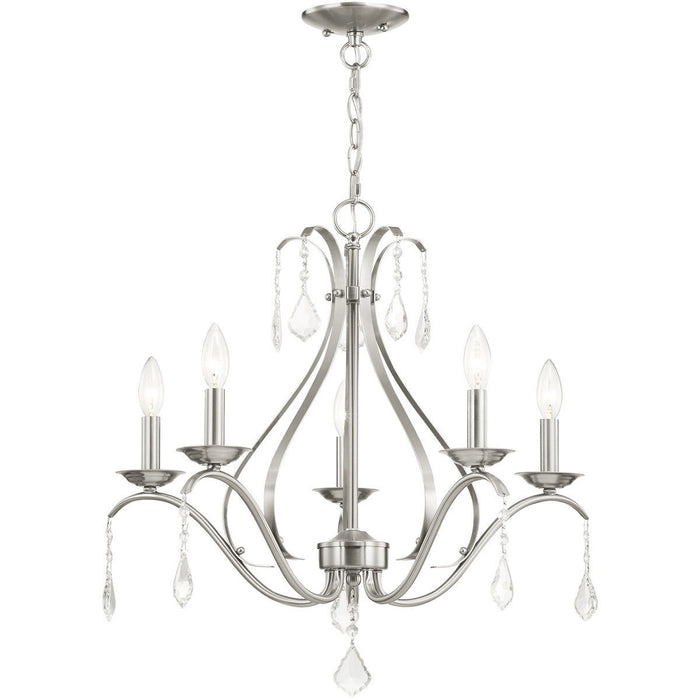 23" Five-Light Dimmable Chandelier With Shades - Nickel