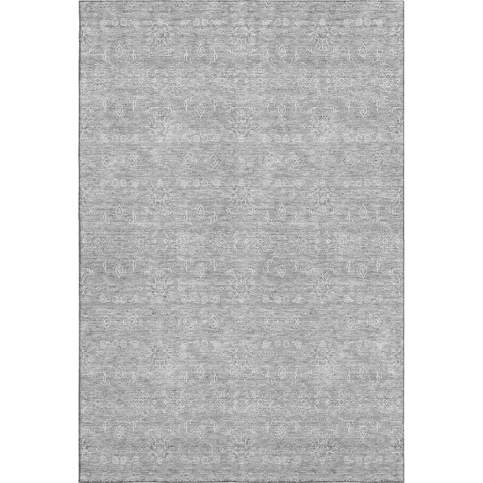 10' X 14' Floral Washable Area Rug With UV Protection (656897) - Gray / Ivory
