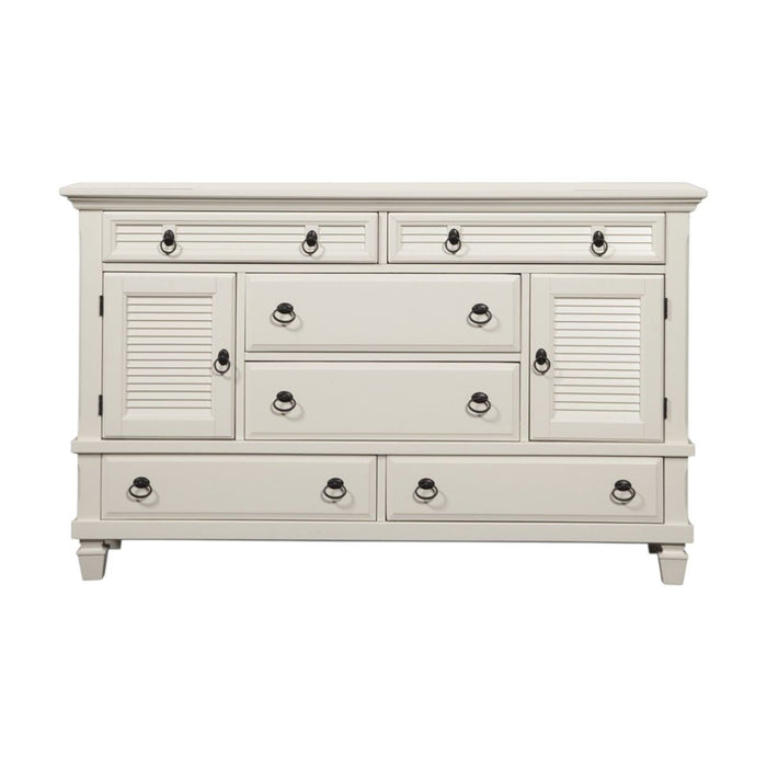 Solid Wood Six Drawer Double Dresser - White