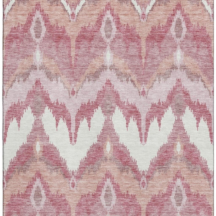 10' X 14' Ikat Washable Area Rug With UV Protection - Blush