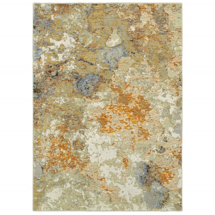 10' x 13' Power Loom Area Rug - Gold And Ivory