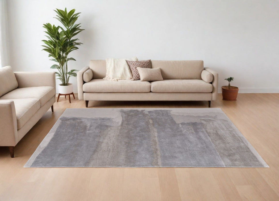8' x 10' Abstract Hand Tufted Area Rug - Ivory And Gray