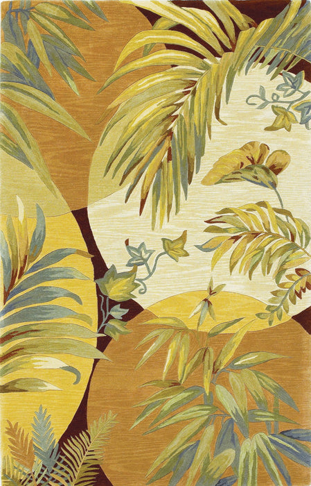 8' x 11' Wool With Greenery Area Rug - Beige