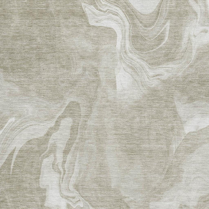 9' X 12' Abstract Washable Area Rug With UV Protection - Taupe And Ivory