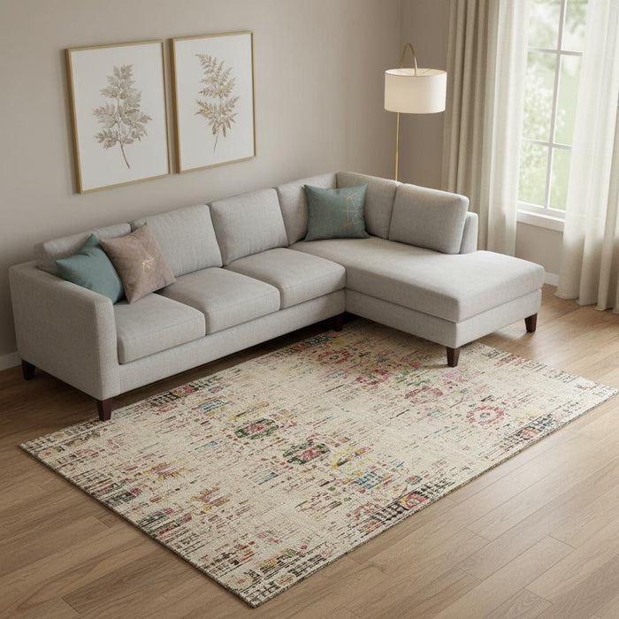 10' X 14' Oriental Washable Area Rug With UV Protection (699580) - Beige / Red / Pink