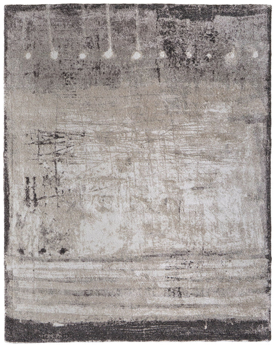 13' X 10' Abstract Distressed Area Rug - Gray / Taupe