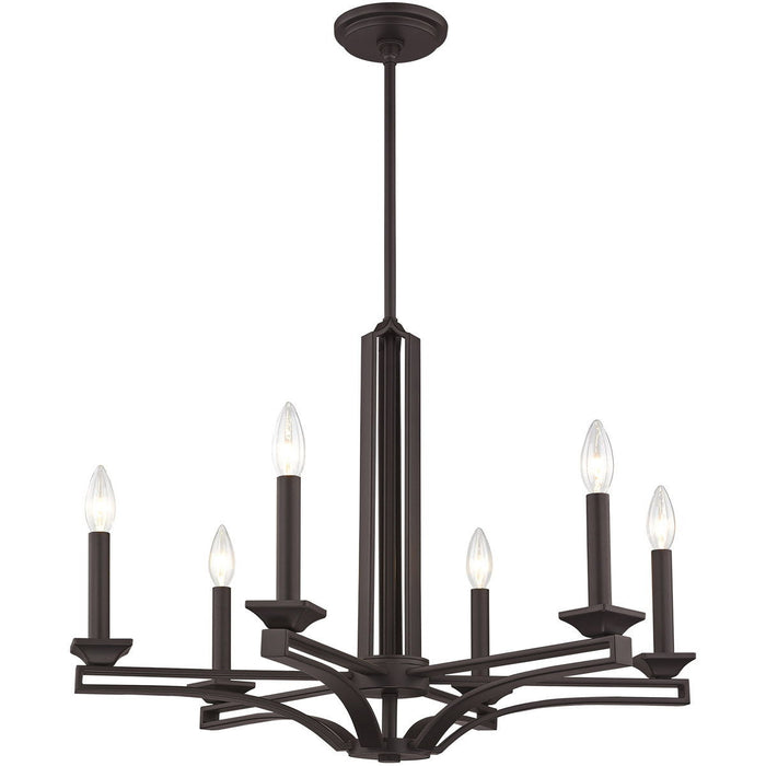 27'' Six-Light Dimmable Chandelier With Shades - Bronze