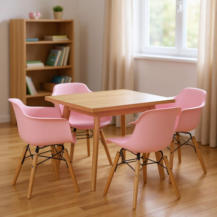 Heavy Duty Plastic And Wood Juvenile Side Chairs (Set of 4) - Pink