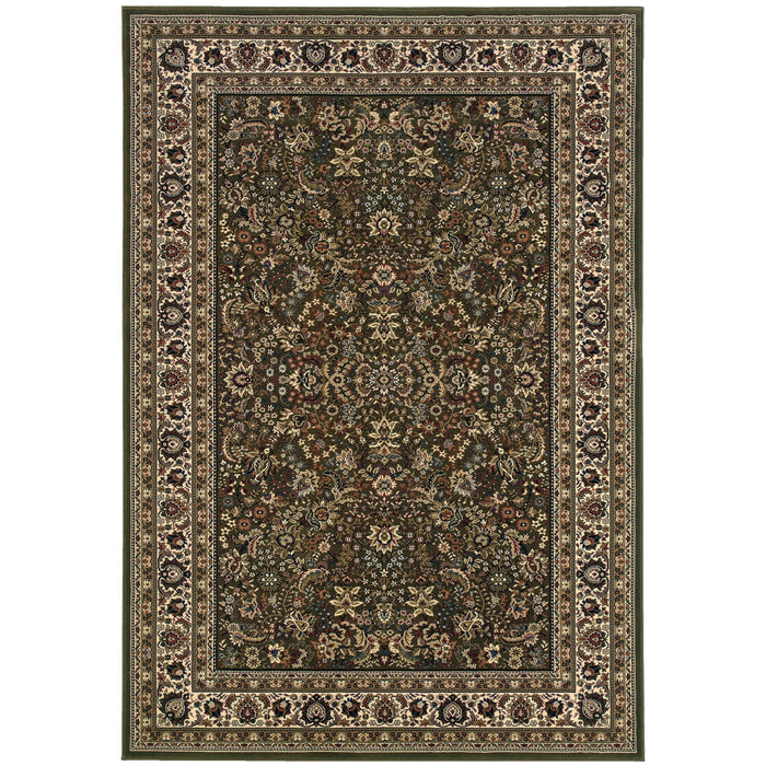 8' X 11' Oriental Area Rug (574339) - Green / Ivory