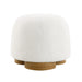 Giga round soft teddy fabric upholstered ottoman stool with metal accents, plush and cozy for living room decor