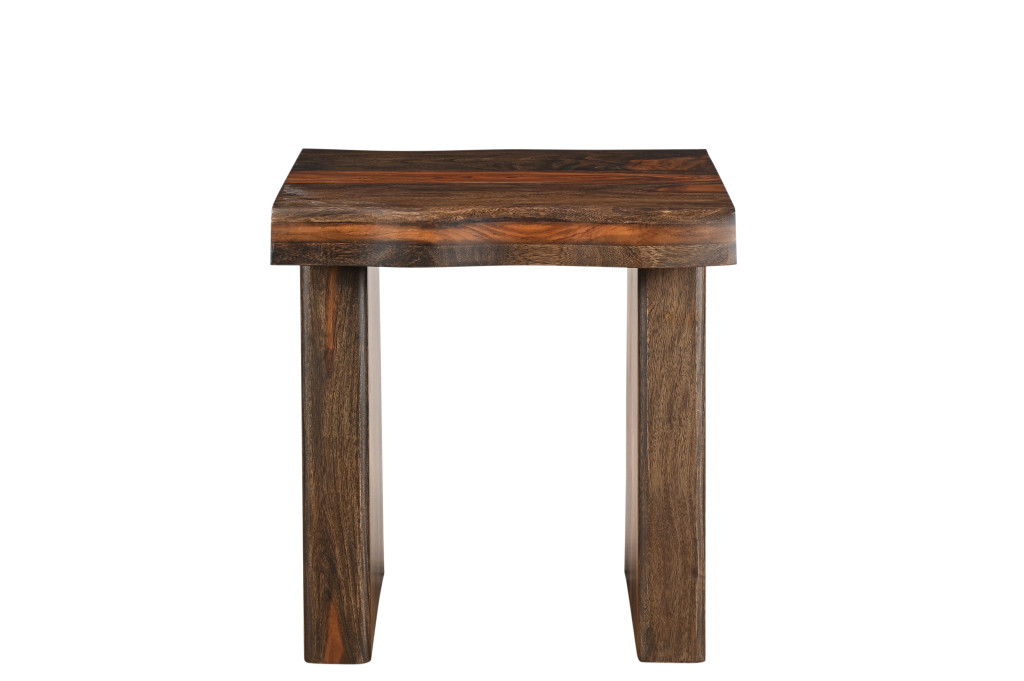 Wood Solid Wood Square End Table - Dark Brown And Brown