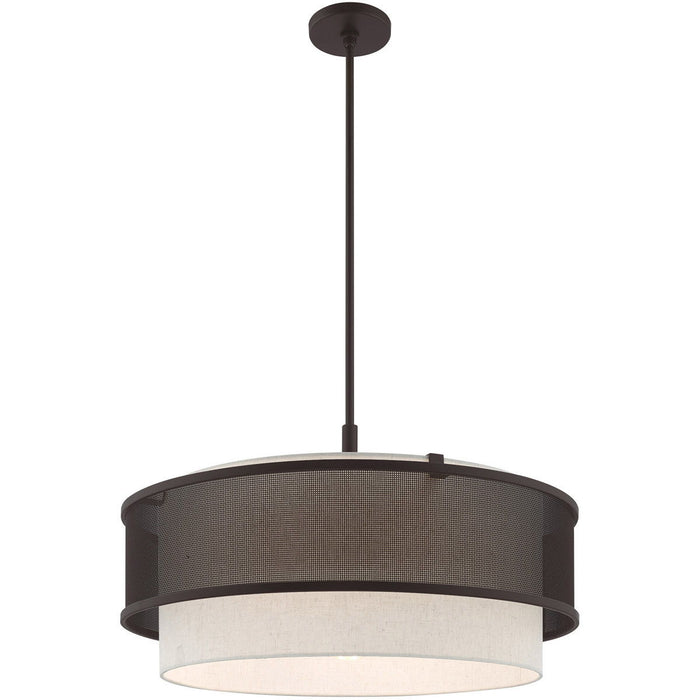 22" Four Light Dimmable Chandelier With Shades - Bronze