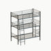 Black Giga twin size metal triple bunk bed, shown assembled with three separate beds, ideal for bedrooms or dormitories.