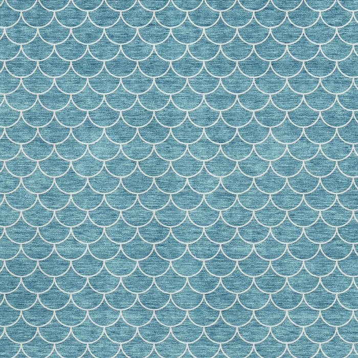 10' X 14' Geometric Washable Area Rug With UV Protection (674197) - Teal / Ivory