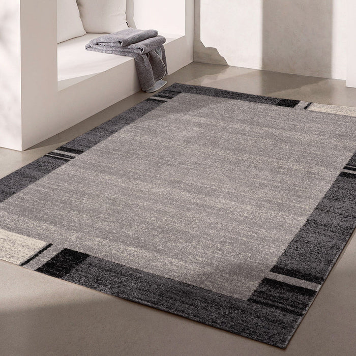 8' x 11' Modern Bordered Area Rug - Gray
